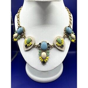 J. Crew Lucite Cluster Teardrop Statement Necklace Boho Chic 17 - 20" Adjustable